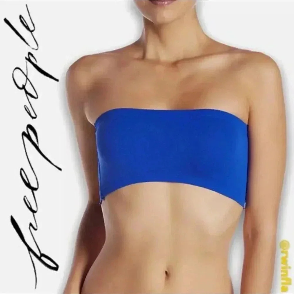 Free People Women's Tube Top Small Nina Bandeau Blue Flame‎ Bra